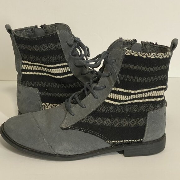 TOMS Alpa Suede Boots Gray Castlerock Aztec 7.5 - Picture 4 of 10